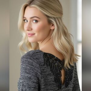 Be Somebody's Angel-Papillon Woven Sweater Sequin Angel Wings On Your Back SizeM